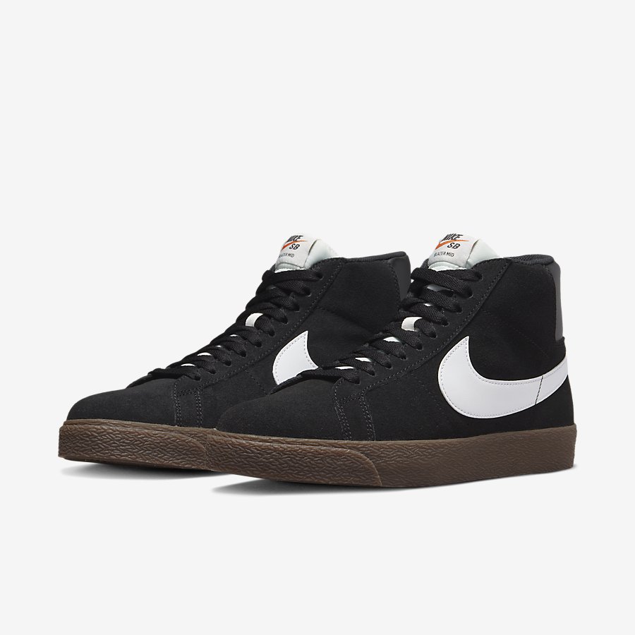 Giày Nike SB Zoom Blazer Mid Nữ Đen Trắng Đế Nâu